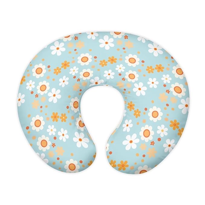 Lovely Hippie Flower Baby Breastfeeding Pillow Cover Nursing Cover for Newborn Girls Boys Super Soft and Comfortable for Home, 2 Packs