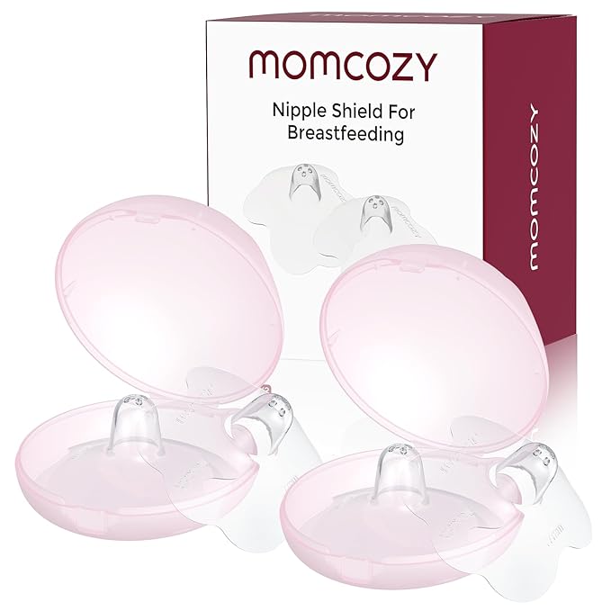 Momcozy Nipple Shield, Floral Contact Nipple Shield for Breastfeeding Moms with Flat or Inverted Nipples, Made Without BPA/BPS (2 Pairs, 17mm)