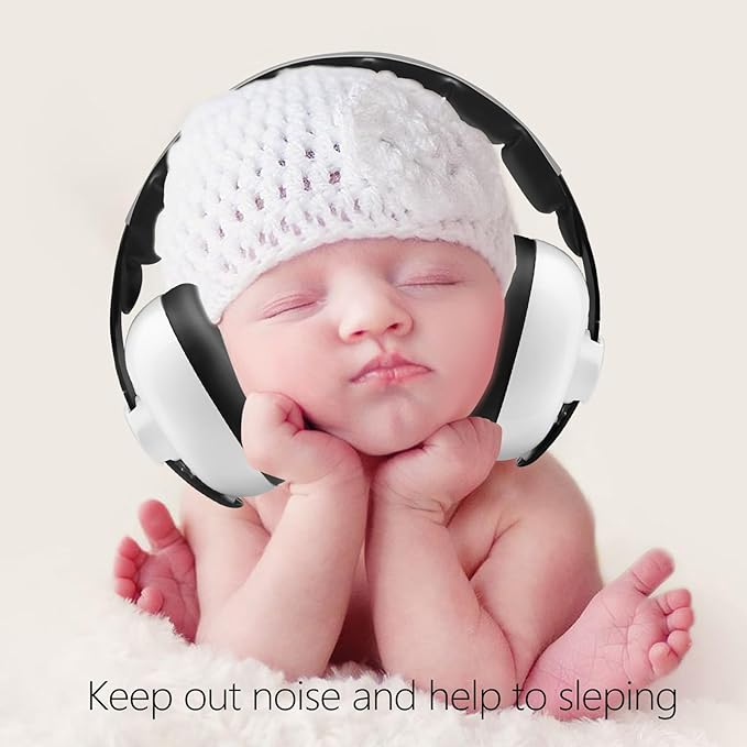 BBTKCARE Baby Headphones Noise Cancelling Headphones for Babies for 3 Months to 3 Years - white