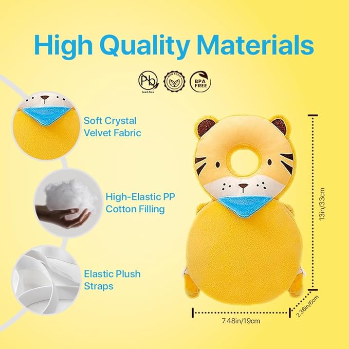Baby Head Protector Backpack: Soft Landing & Safety Toddler Fall Protection for Baby Crawling & Walking & Falling-Back Cushion for Infant (Lion)