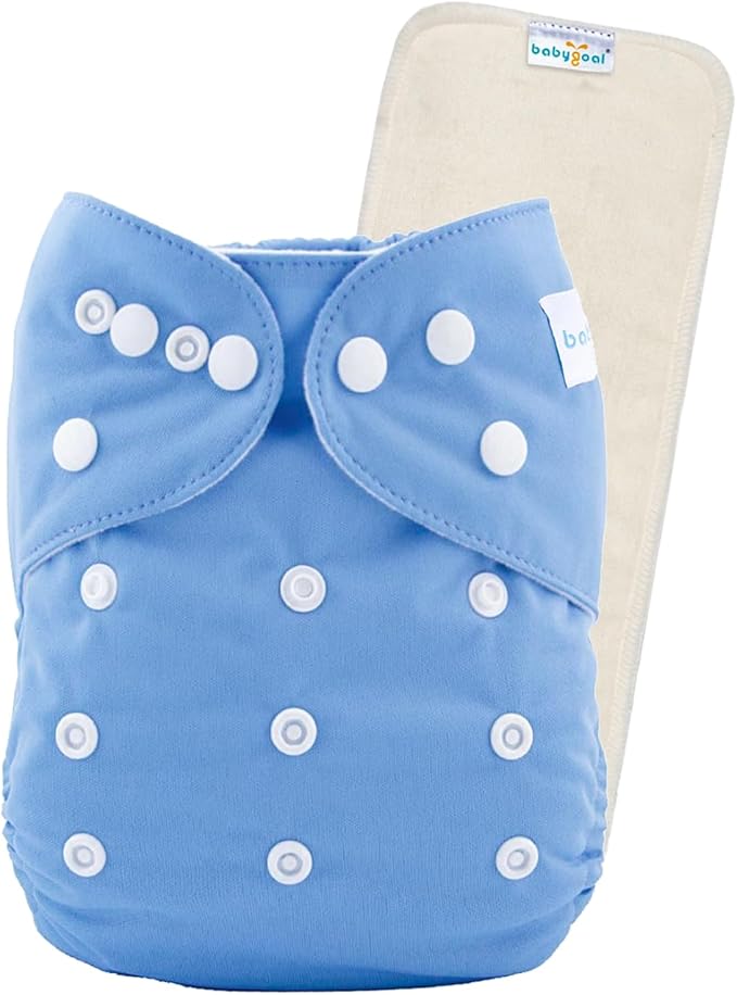 babygoal Reusable Cloth Diaper with Insert for Baby Boys and Girls 8-35lbs, Adjustable and Washable Nappy