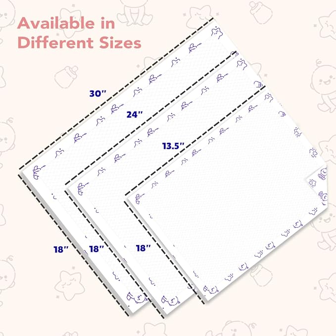Disposable Baby Changing Pad Liners 13.5"x18" – 100 Pack, Soft, Waterproof & Ultra Absorbent for Mess-Free Diaper Changes