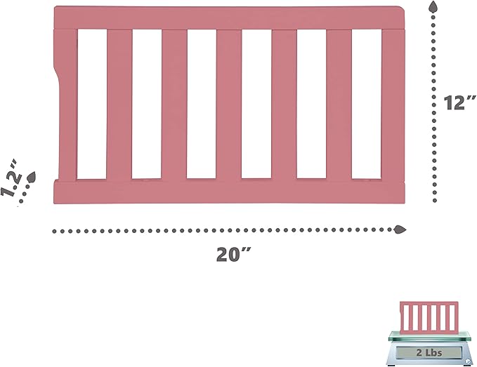 Dream On Me Universal Convertible Crib Toddler Guard Rail in Rose, Compatible with Select Dream On Me Cribs, Crib to Toddler Bed Conversion, Easily Attachable