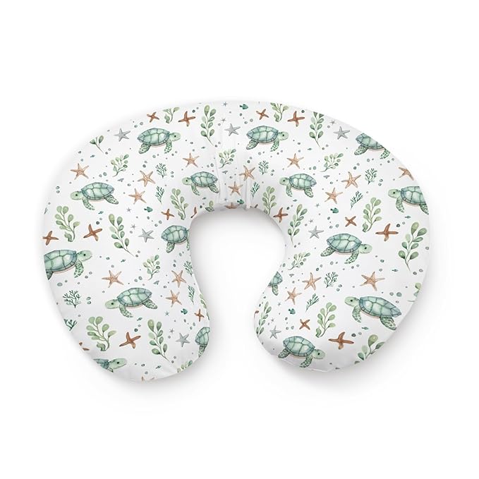 Watercolor Ocean Animals Sea Turtle Starfish Pattern Nursing Pillow Cover, Unisex Removable Breastfeeding Pillowcase Slipcover for Baby Girls Boys Newborns Toddlers, Cover Only