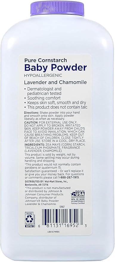 Pure Cornstarch Baby Powder with Lavender and Chamomile (2 Pack)