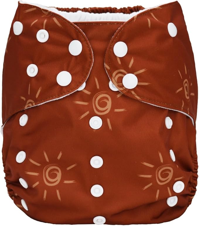 2 to 7 Years Old Cloth Diaper Nappy Pocket Reusable Washable Junior Big Baby Kids Toddler (Brown Sun)
