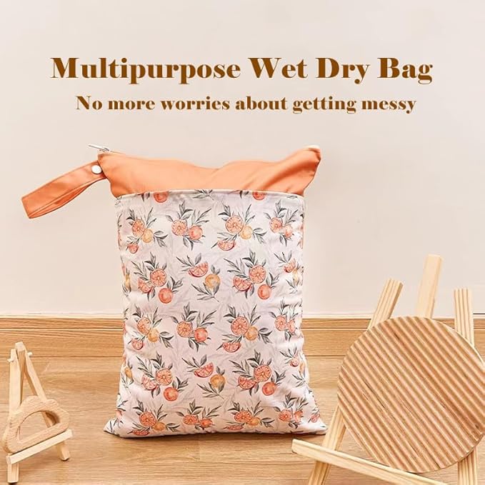Wet Dry Bags with Two Zippered Pockets and Handle, Reusable Storage Bag for Breast Pump Parts & Baby Items, Waterproof Diaper Bags, Yoga Gym Bag for Swimsuits or Wet Clothes-2pcs, 11.8*15.75"