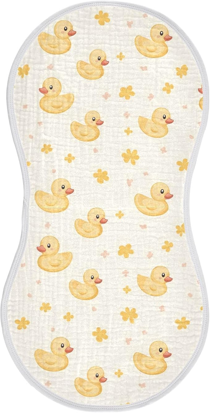vvfelixl Cute Yellow Rubber Ducks Burp Cloths for Baby Boy Girls Baby Washcloths Burp Rags 1 Pack