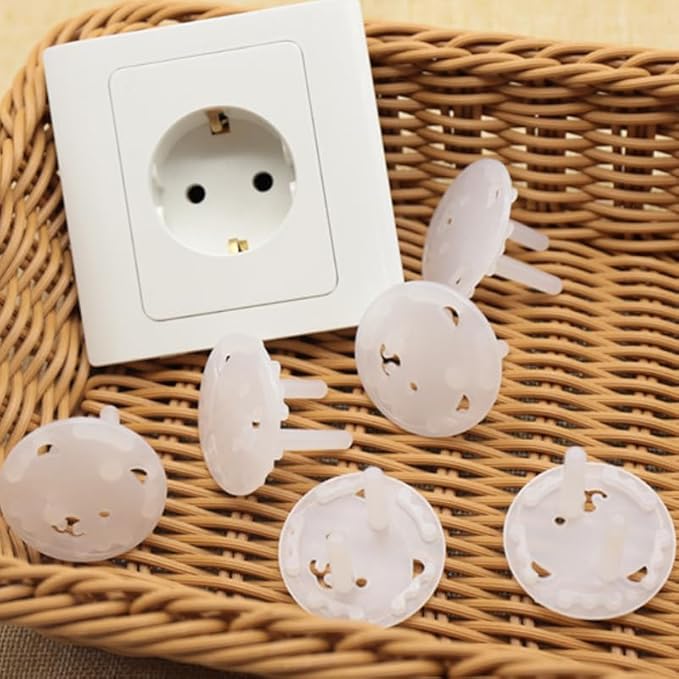 Fielect Outlet Plugs Covers 30Pcs Childproof Outlet Covers Protectors EU Electric Socket Cover Electrical Protector 2-Pin Transparent