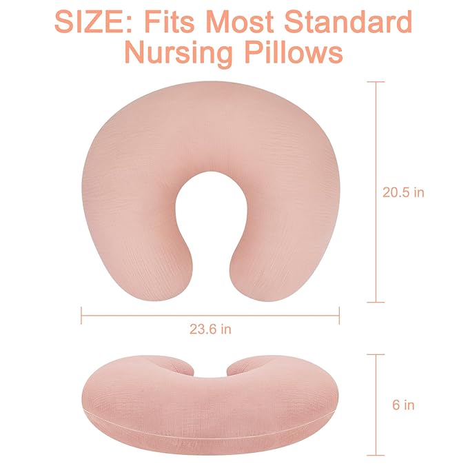 Accmor 2 Pack Muslin Nursing Pillow Covers, 100% Cotton Soft Nursing Covers for Breastfeeding Pillows, Slipcover for Baby Girls Boys Newborn
