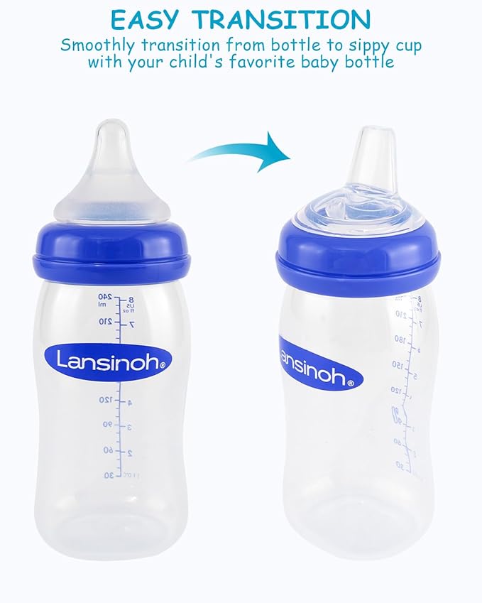 Sippy Spouts for Lansinoh Baby Bottles, Soft 100% Silicone Sippy Cup Nipples, Variable Flow, 6m+, 6 Count