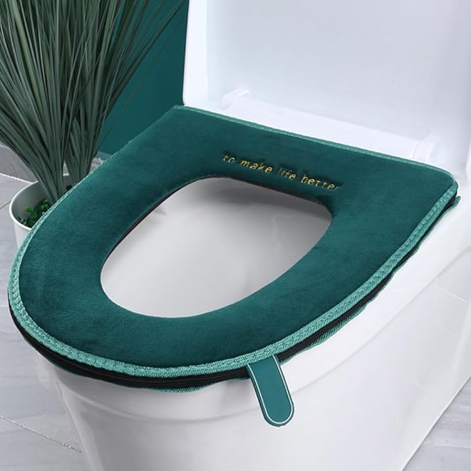 Cabilock 2pcs Toilet Cover Toilet Mat Toilet Pillow Commode Liners Heated Toilet Seat Sticky Toilet Seat Cover Toilet Seat Cushion Round Toilet Seat Round Toilet Warmer Flannel Soft Zipper