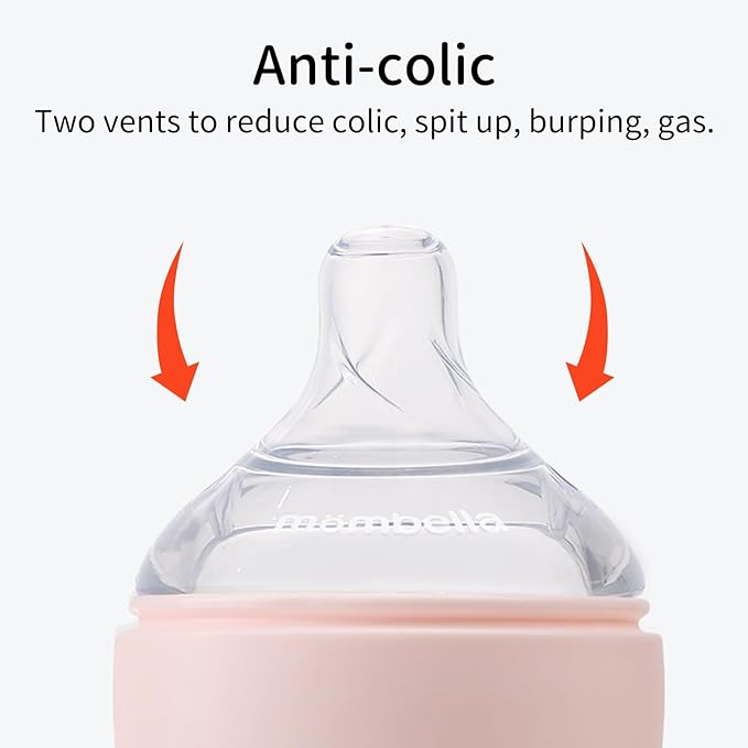 Mombella Classic PPSU Baby Bottles for Newborn 6oz, Anti-Colic Slow Flow Silicone Nipple Milk Bottle, Breast-Like Soft Teat, Durable Feeding Bottle, BPA Free, Pink