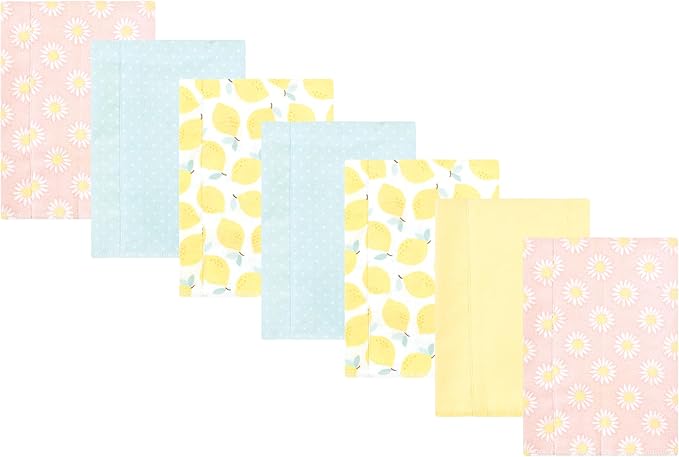 Luvable Friends Hudson Baby Flannel Burp Cloths 7pk, Yellow Daisy