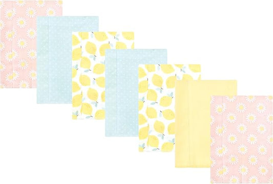 Luvable Friends Hudson Baby Flannel Burp Cloths 7pk, Yellow Daisy