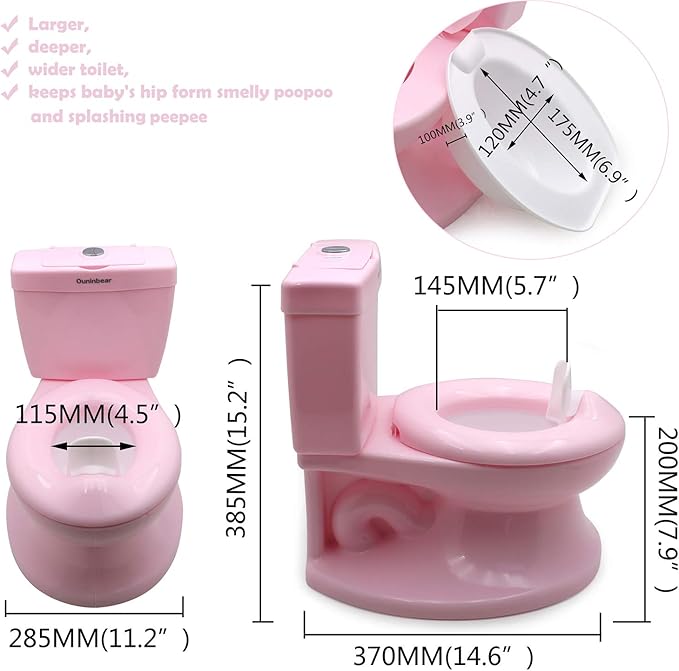 XKMT- Baby KidsPortable Training Toilet Seat Chair For Toddler Boys kids & Girls with Flushing Sounds Pink [P/N: ET-BABY004-PINK]