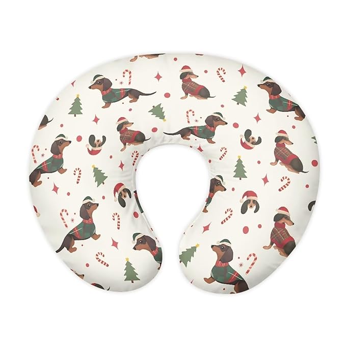 Christmas Dog Tree and Cane Nursing Pillowcase Baby Breastfeeding Slipcover Infant Newborn Nursery Bottle Pillowcase Breathable and Washable Xmas Decor