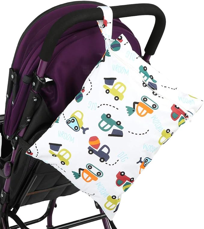 Boys Wet Bag, Reusable Diaper Carryall with Zipper for Travel, Beach Swimsuits Clothes Storage
