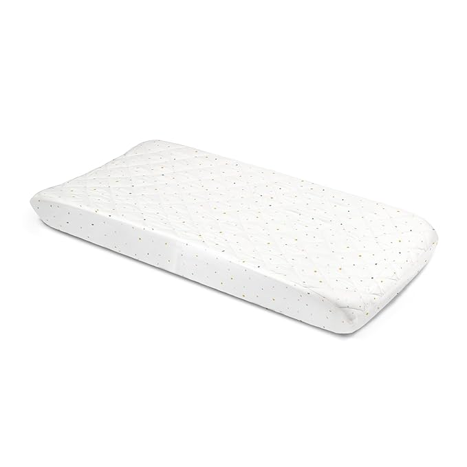 Makemake Organics Organic Changing Pad Cover GOTS Certified Organic Cotton Changing Table Cover Non Toxic Quilted Ultra Soft Girls Boys Neutral Nursery (16"x33", Dotty)