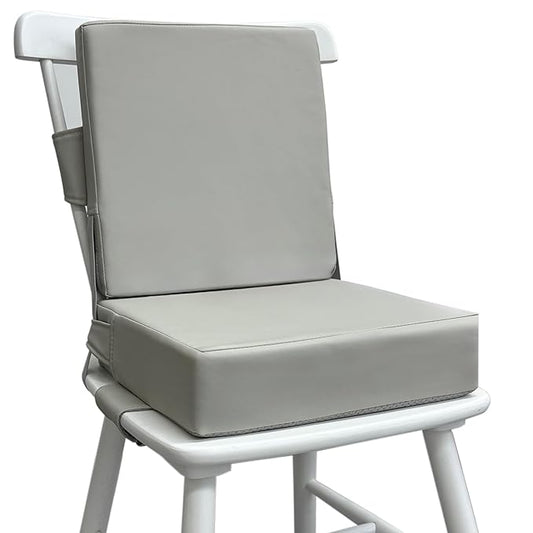 Eiury Booster Seat for Dining Table, PU Anti-Scratch Easy Cleaning Kids Toddler Booster Seat for Table, Portable Travel Increasing Cushion for Chair - Light Grey