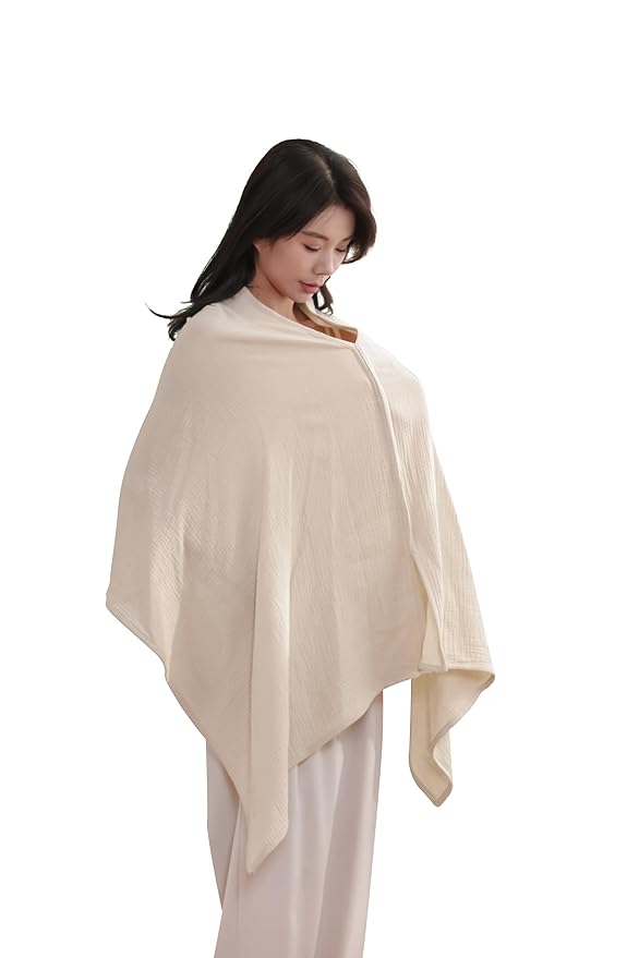TADO MUSLIN 2-Pack Muslin Nursing Cover for Baby Breastfeeding, 100% Organic Cotton Breastfeeding Cover for Mom, Soft Breathable Privacy Nursing Apron, Multi-use Stroller Cover & Car Seat Canopy Beige