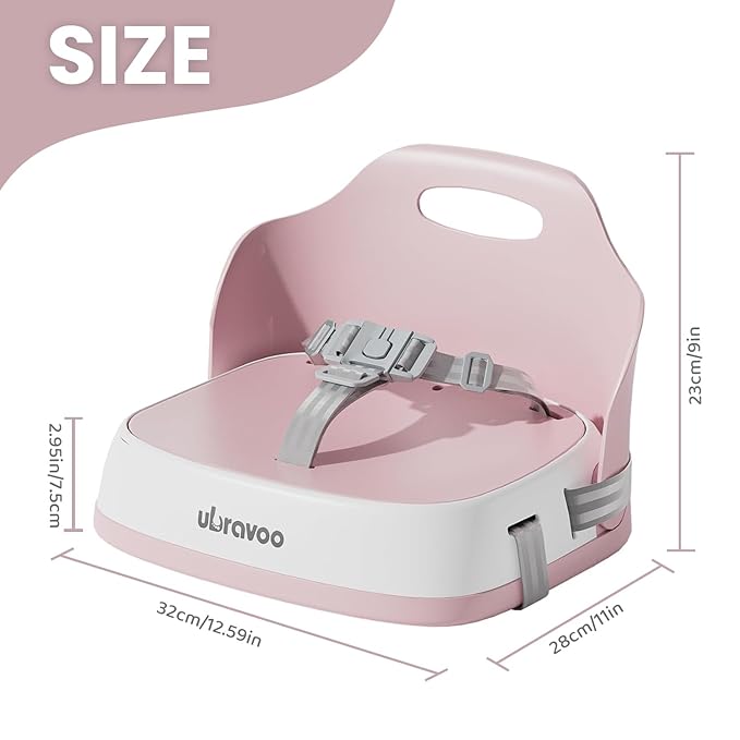 UBRAVOO Baby Booster Seats, Portable High Chairs for Babies and Toddlers, HighChair for Baby from 6 Months to 3 Years, Sitting Up to 15 kg (Pink)