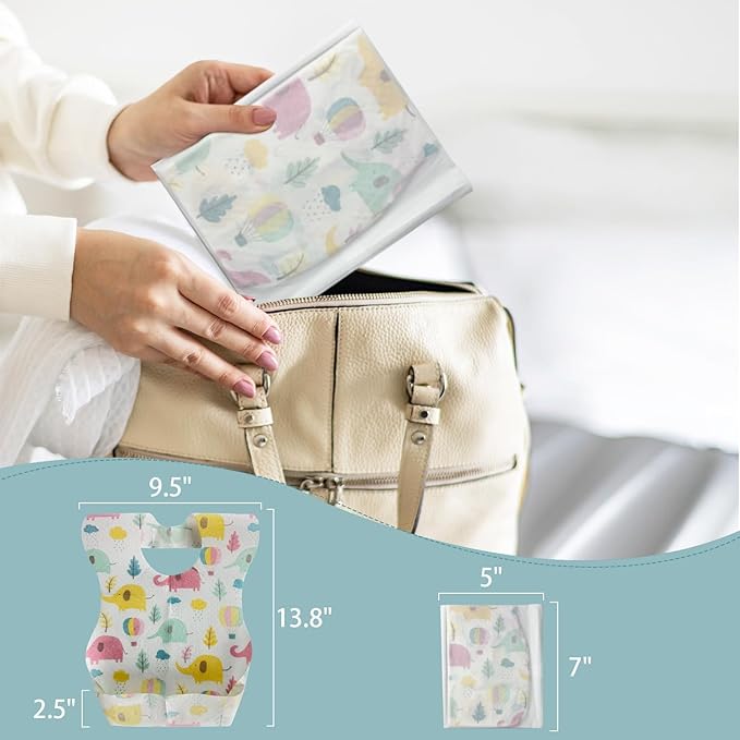 30 PCS Disposable Bibs for Toddlers, 6 Patterns Individually Packaged Baby Bibs with Catcher and Waterproof Liner for Boys Girls Eating, Baby Restaurant and Travel Essential