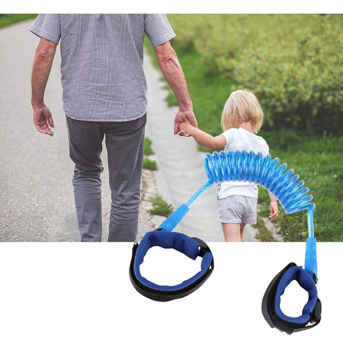 Anti Lost Wrist Link, Kids Anti Lost Rope Elastic Adult Children Wristband Safety Link Walking Harness Rope for Toddlers Babies(Blue)