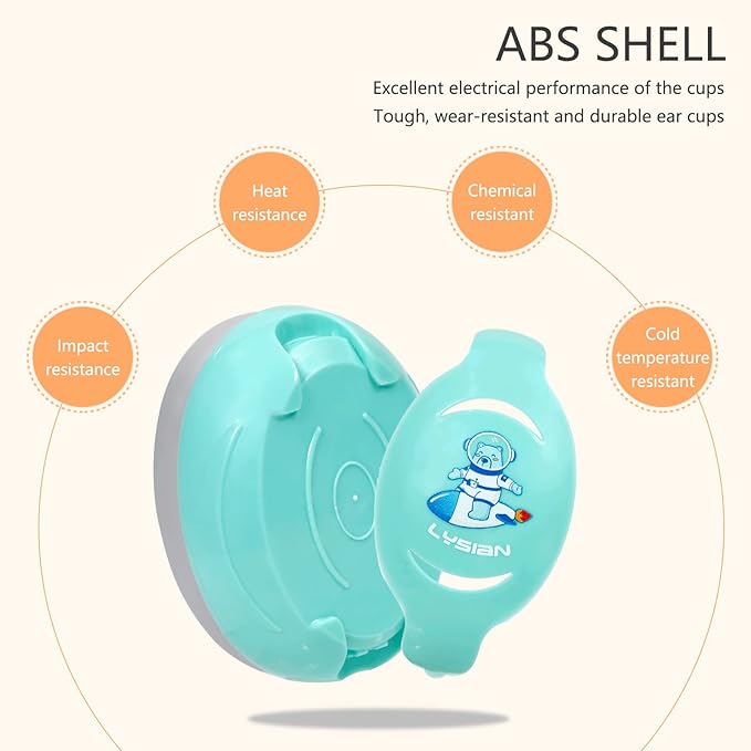 LYSIAN Baby Earmuffs for Infants & Toddlers 3 Months-3 Years, 25dB SNR Noise Reducing Hearing Protection with Elastic Headband for Travel, Airplanes, Outings and Fireworks, Aqua