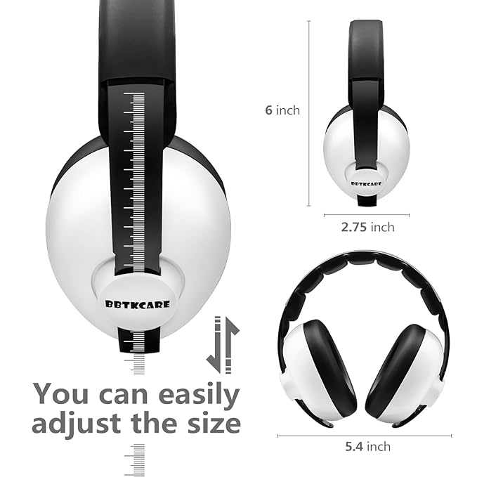 BBTKCARE Baby Headphones Noise Cancelling Headphones for Babies for 3 Months to 3 Years - white