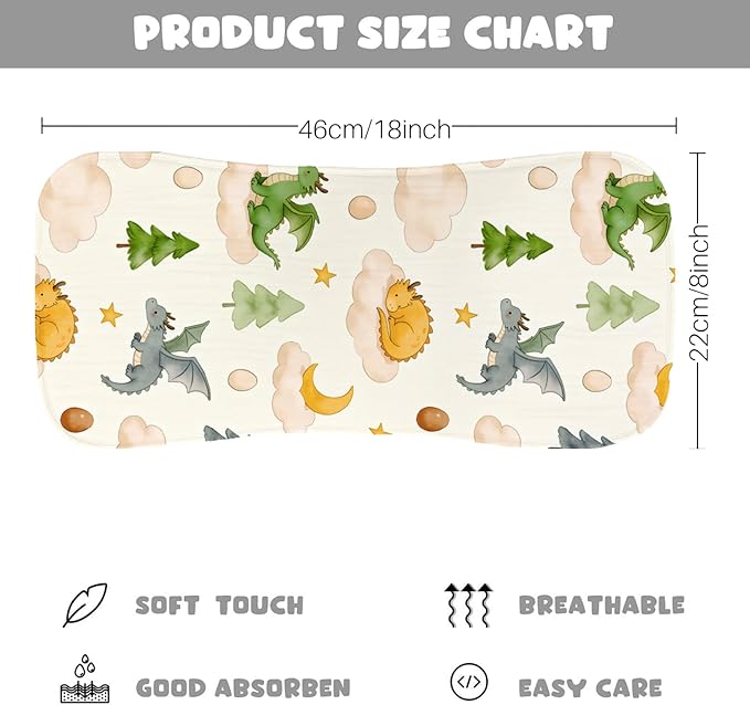 5 Pack Baby Burp Cloths, Soft Cotton Dragon & Castle Theme Burp Cloths, Super Absorbent Cute Magical Woodland & Knight Print Washcloths, Newborn Baby Boy Essentials Gift Set