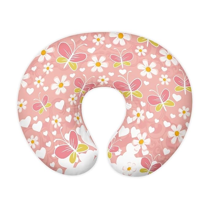 Pink Butterfly Daisy Breastfeeding Pillow Cover Nursing Cover for Newborn Girls Boys Super Soft and Comfortable Slipcover Gift