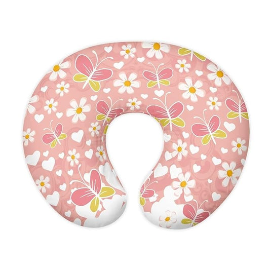 Cartoon Butterfly and Flower Nursing Pillow Cover for Baby Boy Girl Ultra Soft Comfortable Newborn Nursing Pillow Case Easy to Use and Dustptoof