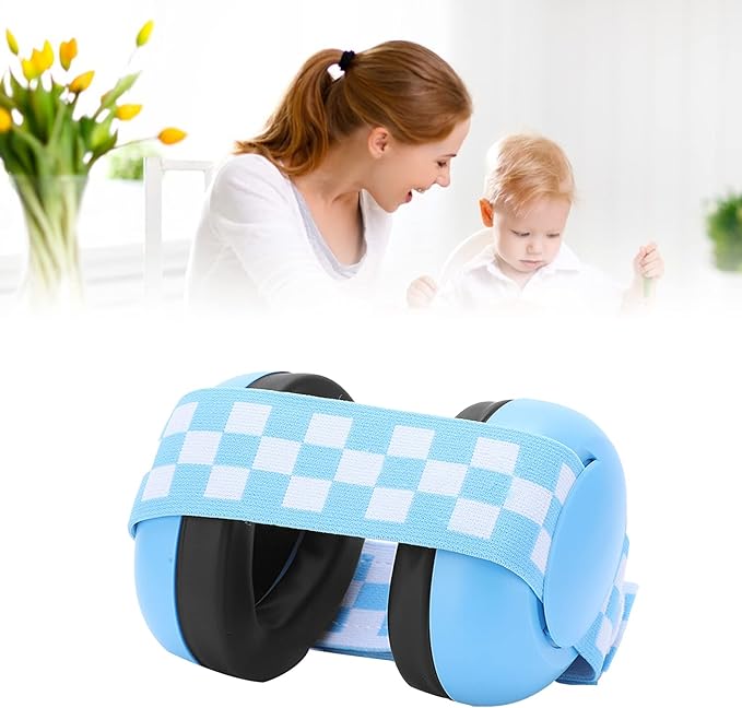 Sonew Baby Ear, Comfortable Infant Ear Muffs Prevent Hearing Damage & Improve Sleep, Adjustable Elastic Headband Baby Ear Muffs - Blue