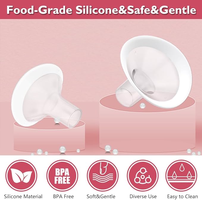 2pcs 14mm Soft Rim Flanges with 106 Degree Wider Opening Angle for Medela Breast Pump, PersonalFit, Freestyle, Maxflow, Freestyle Flex Swing Maxi Connector, Lansinoh Signature Pro