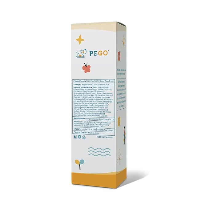 PEGO Diaper Rash Cream for Baby,Prevents, Soothes Diaper Rash,Essentials Zinc Oxide Ointment,Egg Yolk Oil, Gentle & Non-Irritating 100ml/3.38 Fl Oz