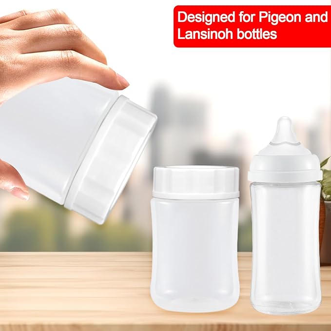 6pcs Baby Bottle Caps Compatible with Pigeon & Lansinoh Bottles, Travel and Storage Bottle Lids Replacement (White)