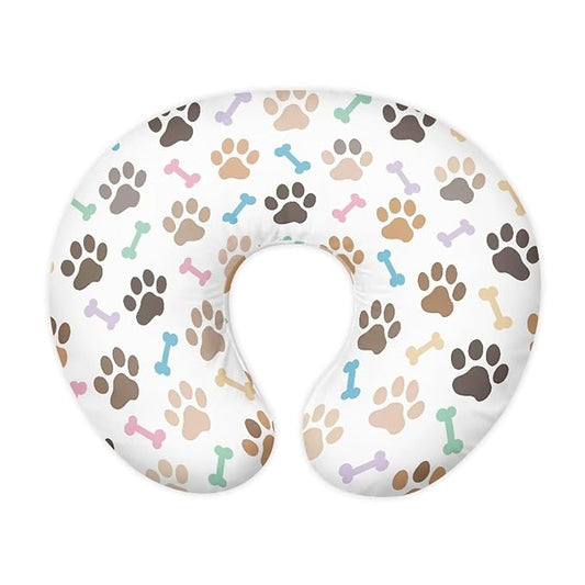 Multi Paw and Bone Breastfeeding Pillow Slipcover for Baby Newborn U-Shaped Breastfeeding Pillowcase Cushion Cover Stretchy Replaceable Pillow Cover Slipcover