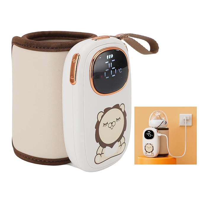 Portable Bottle Warmer Sleeve, Fast Heating 18W USB Rechargeable Baby Milk Heater with Insulation Wrap for Travel, Compact Milk Warmer for , 8000mAh Battery