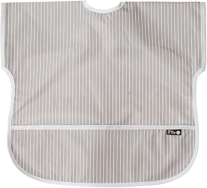Plie Short Sleeve Waterproof Bib for Toddlers – Easy Clean Feeding Apron for Mealtime, Daycare, Self-Feeding, Lightweight