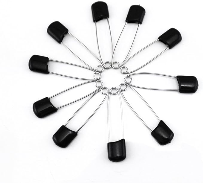 yueton 50pcs Black Plastic Head Baby Safety Pins Safety Locking Baby Cloth Diaper Nappy Pins
