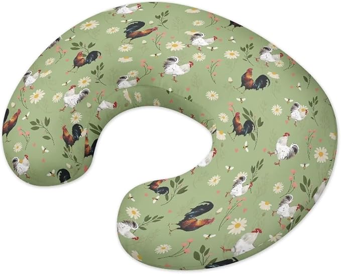 Green Nursing Pillow Covers for Breastfeeding Chicken Pattern Pillow U-Shaped Pillow Cover