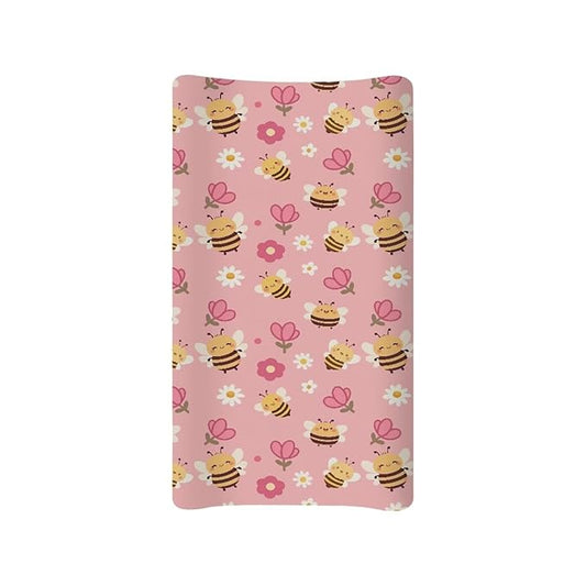 Cute Bee Changing Pad Cover for Baby Pink Comfy Diaper Pad Covers for Changing Table 16x32 Inch Washable Cradle Mattress Sheets Gift for Holiday