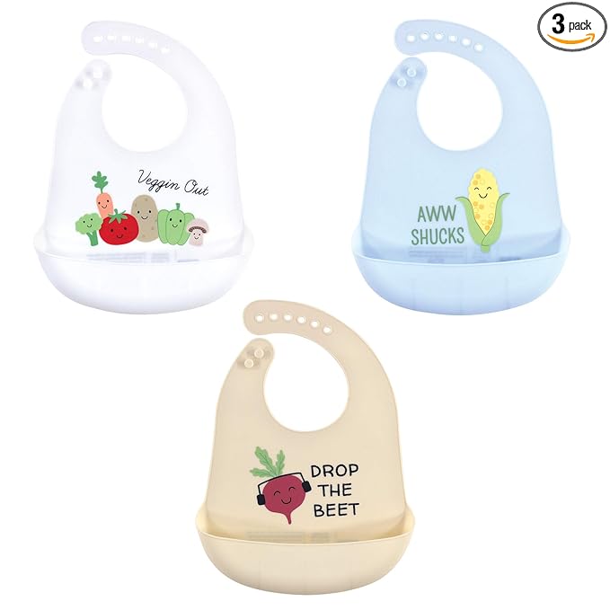Hudson Baby Unisex Baby Silicone Bibs, Veggies, One Size