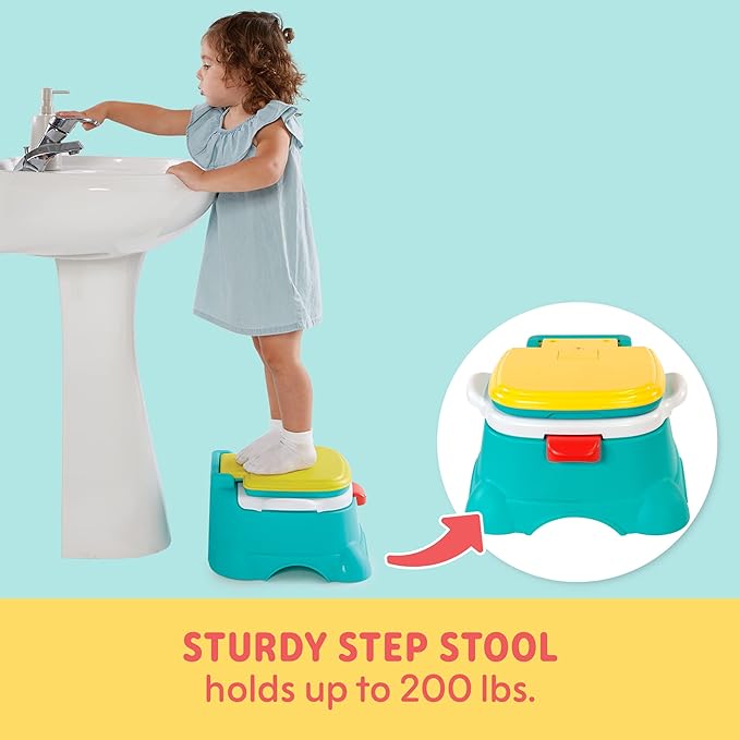 Sesame Street Elmo Hooray 3-in-1 Potty Training Toilet Seat and Step Stool, Easy to Clean Design with Flush Handle and Sounds, Portable and Great for Travel, Perfect for Toddler Boys and Girls 1-3