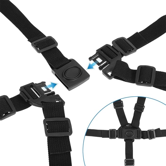 Stroller Seat Harness, Universal Baby Car Seat Belts 5 Point Travel Baby Pushchair Strap for Kids Wagon Car Children Infant Toddler Rotating Protection(New A)