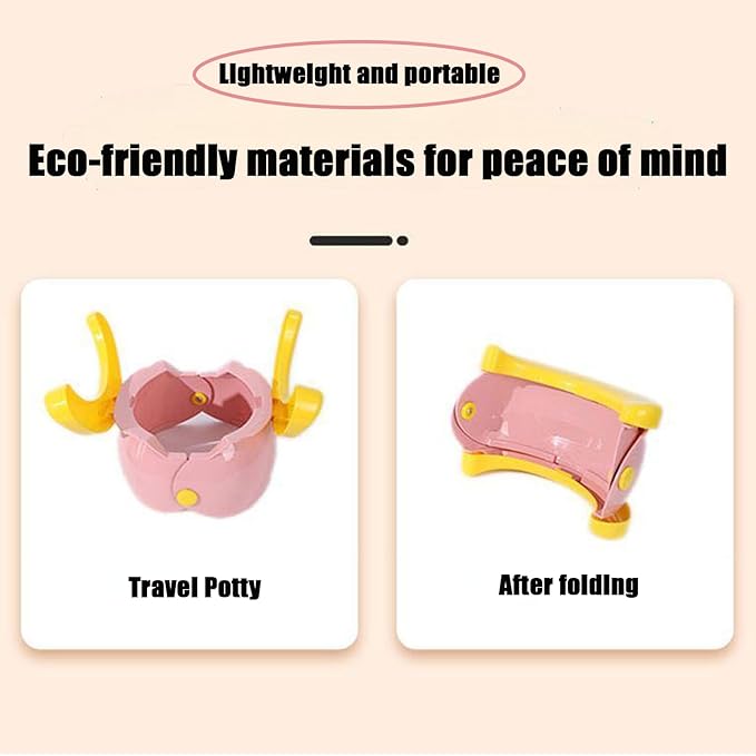 PandaEar Portable, Foldable Potty Seat for Toddler, Travel Toilet Seat Emergency Toilet for Car, Outdoor, Camping, Toddler Travel Essentials (Pink)