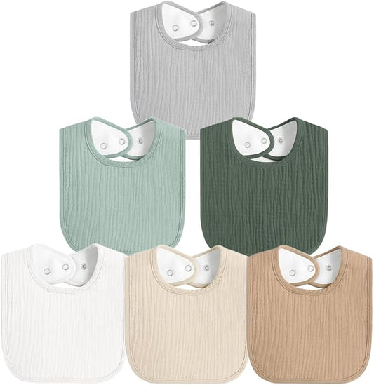 Muslin Baby Bibs for Boys Girls, Soft Cotton Baby Drool Bibs, Drooling and Teething Bibs for Infant, Newborn
