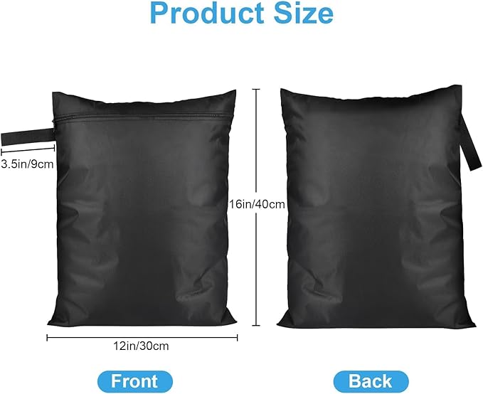EEEKit 2PCS Wet Clothes Bag, Washable Waterproof Dry Dirty Clothes Bag, Travel Wet Dry Bags with Handle & Zippered, for Swim Gym Yoga Beach, 12x16 in