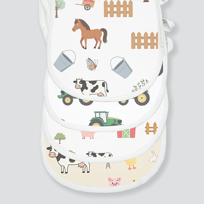 6 Pack Farm Burp Cloths Baby Boys Girls with Farm Animals Pattern, Large Cotton Burp Rags for Newborns Gifts Nursery Decor Extra Soft and Absorbent 9.8X19.6inches